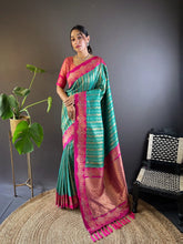 Womens Fashion Ethnic Kanjeevaram Green Color Sarees-MLSHWSA1848GRN